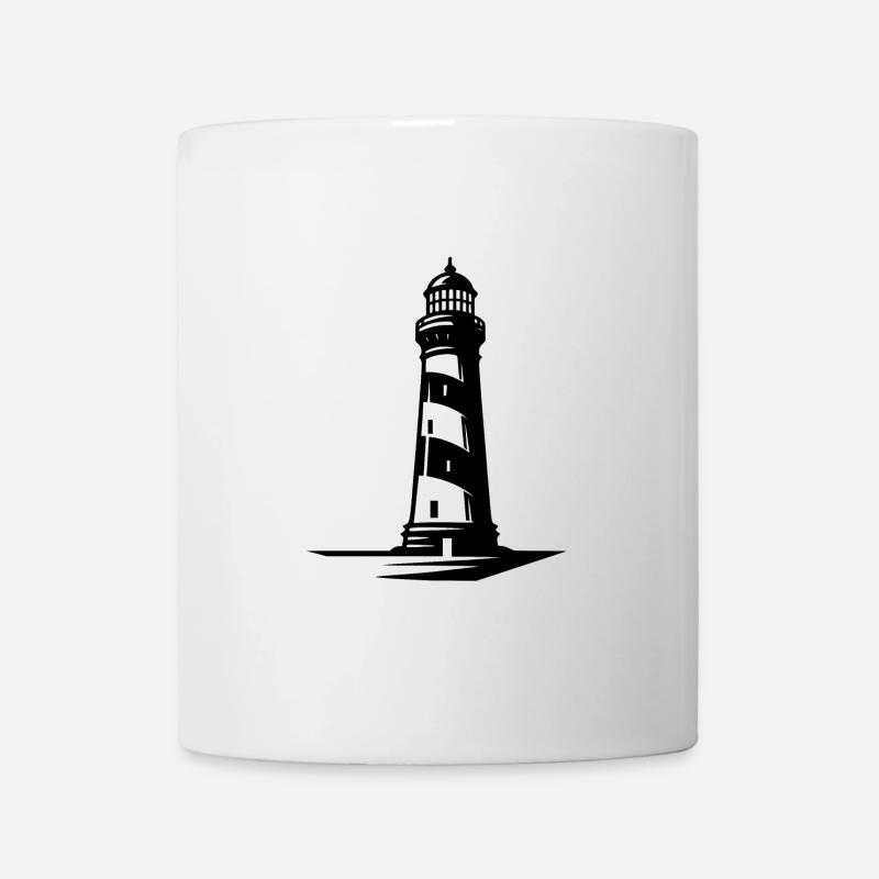 Alter einsamer gestreifter Küsten Leuchtturm - Tasse - Weiß