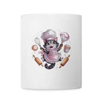 Liebenswerte Katze beim Backen - Tasse - Weiß - Vorne
