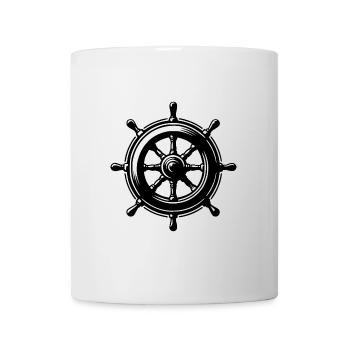 Klassisches Schiff Steuerrad große Segel Seefahrt - Tasse - Weiß - Vorne