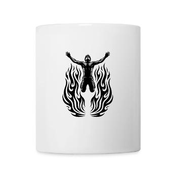 Springender Mann in Flammen - Tasse - Weiß - Vorne