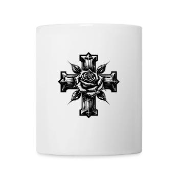 Rose avec des épines sur une croix - Mug blanc - blanc - Devant