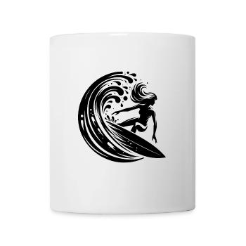 Sportliche Surferin die in großer Welle surft - Tasse - Weiß - Vorne