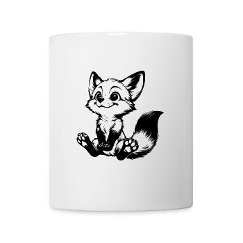 Smiling Sitting Fox Baby Stroke Drawing - Mug - white - Front