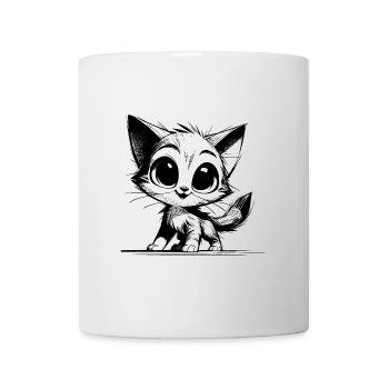Crayon mignon dessin chats yeux de bébé - Mug blanc - blanc - Devant