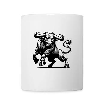 Wild powerful bull with huge horns - Mug - white - Front