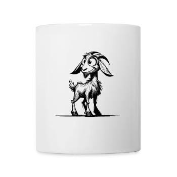 Ziege großen Augen grinsende Ziegenbock Skizze - Tasse - Weiß - Vorne