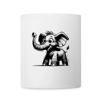 Mignon petit bébé éléphant avec une énorme trompe - Mug blanc - blanc - Devant