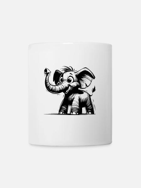 Mignon petit bébé éléphant avec une énorme trompe - Mug blanc - blanc