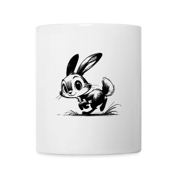 Hüpfendes Baby Häschen mit großen Augen und Ohren - Tasse - Weiß - Vorne
