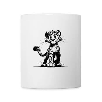 Kleiner Leopard mit Flecken und großen Augen - Tasse - Weiß - Vorne