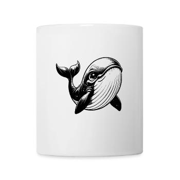 Smiling children blue whale with big eyes - Mug - white - Front