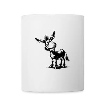 Grinsender Esel lustige Bleistift Zeichnung - Tasse - Weiß - Vorne