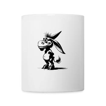 Smiling Donkey Grinning Long-Eared Caricature - Mug - white - Front