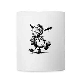 Grinning Donkey Long Eared Caricature Drawing - Mug - white - Front