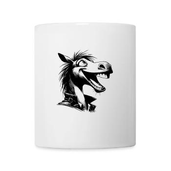 Laughing Horse Caricature Pencil Sketch - Mug - white - Front