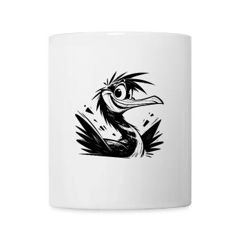 Cormoran Vogel mit große Augen Bleistiftskizze - Tasse - Weiß - Vorne