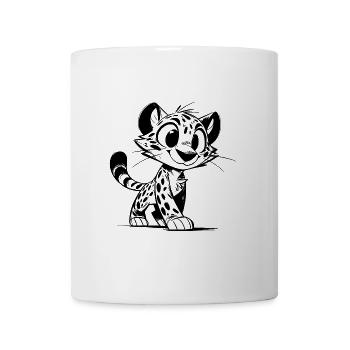 Putziger Leopard Skizze mit großen Augen - Tasse - Weiß - Vorne