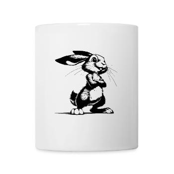 Stolzer Hase mit großen Augen und riesigen Ohren - Tasse - Weiß - Vorne