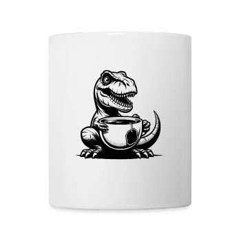 Büro Dino sehr lustiger Tea-Rex mit Tasse - Tasse - Weiß - Vorne