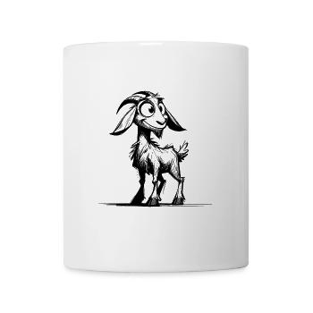 Grinsende Ziege Bleistift Skizze Zeichnung - Tasse - Weiß - Vorne
