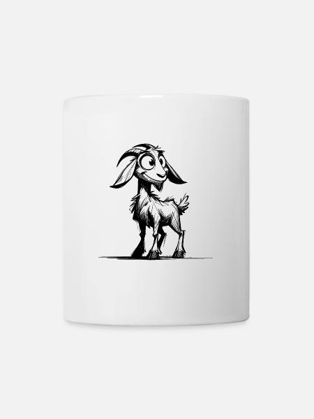 Grinsende Ziege Bleistift Skizze Zeichnung - Tasse - Weiß