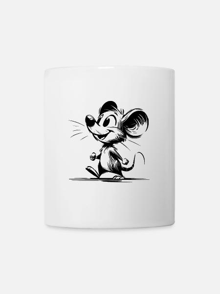 Carino piccolo stile matita bambini mouse schizzo - Tazza - bianco