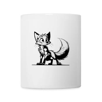 Lächelnder schlauer Fuchs Strich Zeichnung - Tasse - Weiß - Vorne