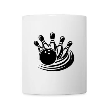 Krasse Bowlingkugel räumt Pins von Bowlingbahn - Tasse - Weiß - Vorne