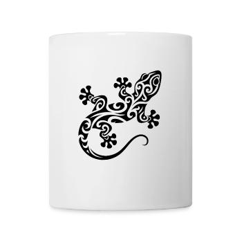 Petit gecko mignon dans le style de tatouage tribal - Mug blanc - blanc - Devant
