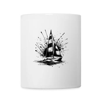 Kleines Segelboot mit Wellengang Splash Optik - Tasse - Weiß - Vorne