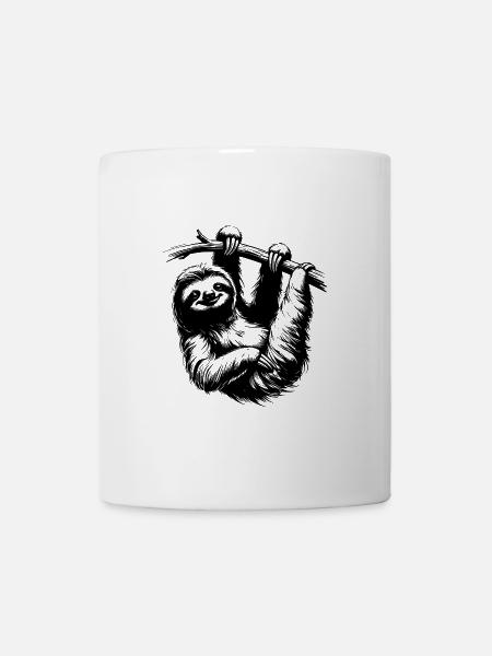 Niedliches Faultier Baum Bleistift Zeichnung - Tasse - Weiß