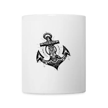 Kunstvoller Anker im eleganten Tattoo Style - Tasse - Weiß - Vorne