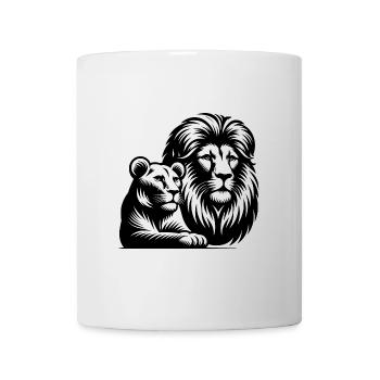 Portrait de style tête de lion et de lionne - Mug blanc - blanc - Devant