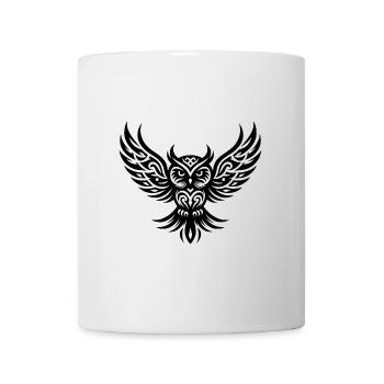 Owl on wide wings in tattoo wing style - Mug - white - Front