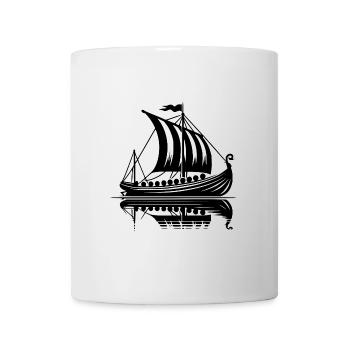 Großes Wikinger Drachenboot mit Segel - Tasse - Weiß - Vorne