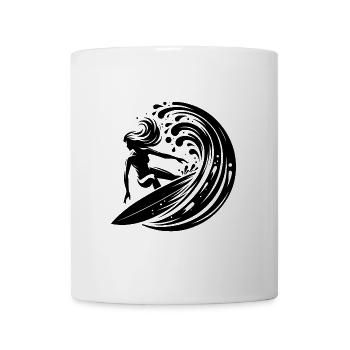 Pretty surfer surfing in big wave - Mug - white - Front