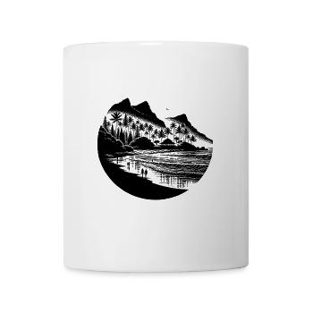 Plage et mer avec palmiers et montagnes - Mug blanc - blanc - Devant