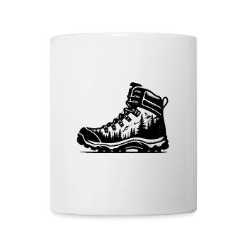 Vintage Nature Forest Hiking Boots with Trees - Mug - white - Front