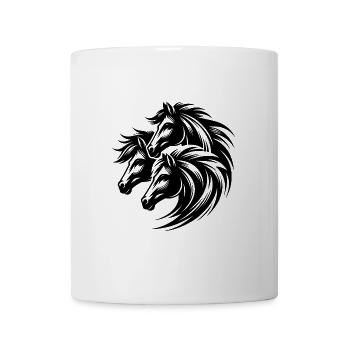 Elegante Pferdeköpfe mit wilder Mähne - Tasse - Weiß - Vorne