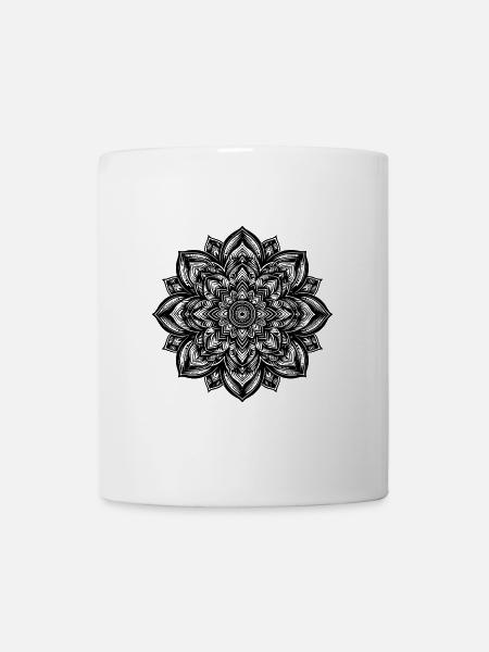 Ungewöhnliches Yoga Blumen Mandala - Tasse - Weiß