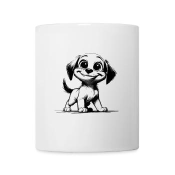 Kinder Welpe Hund mit großen Augen und Ohren - Tasse - Weiß - Vorne