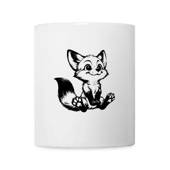 Neugieriger Fuchs Zeichnung sitzender Fuchs - Tasse - Weiß - Vorne