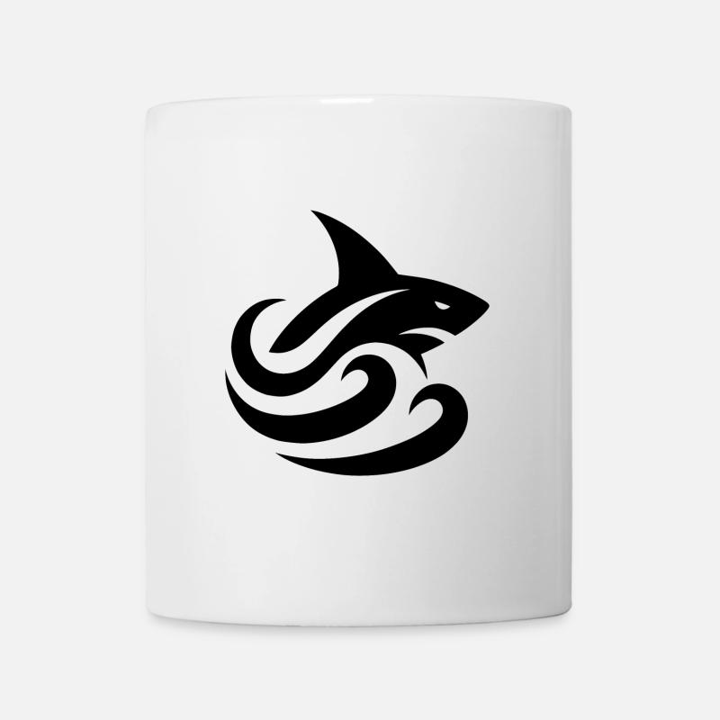 requin dans les vagues tatouage style logo - Mug blanc - blanc