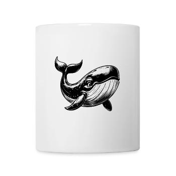Friendly Smiling Blue Whale Diver Sketch - Mug - white - Front