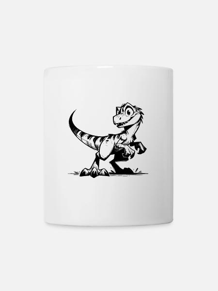 Bissiger Raptor Dinosaurier Spass Skizze - Tasse - Weiß