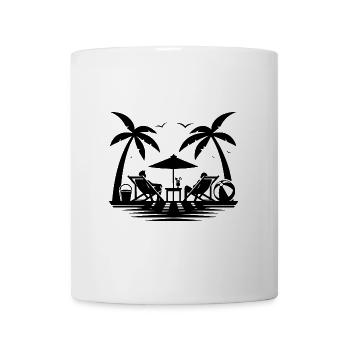 La vie de fête sur la plage, les vacances et les palmiers au bord de la mer - Mug blanc - blanc - Devant