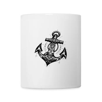 Eleganter Tattoo Style Anker - Tasse - Weiß - Vorne