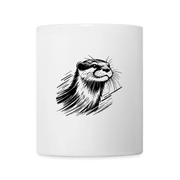 Niedliches Otter Porträt Bleistiftskizze - Tasse - Weiß - Vorne