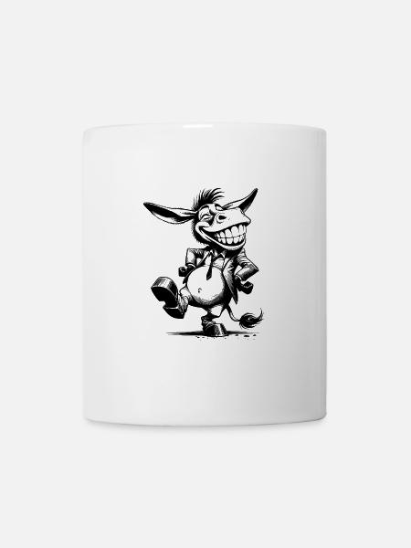 Déguisement de caricature de caricature d’âne rieur - Mug blanc - blanc
