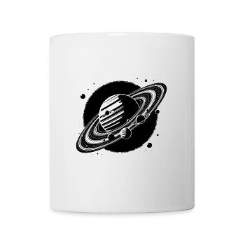 Giant planet with rings and moons in front of sun - Mug - white - Front